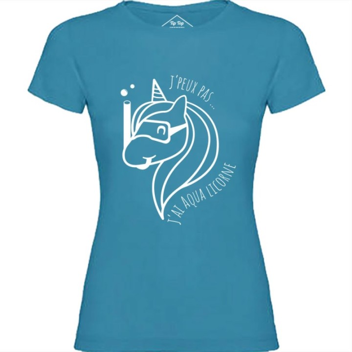 Tip Top Tshirt - T-shirt Femme Aqua licorne - Made in France