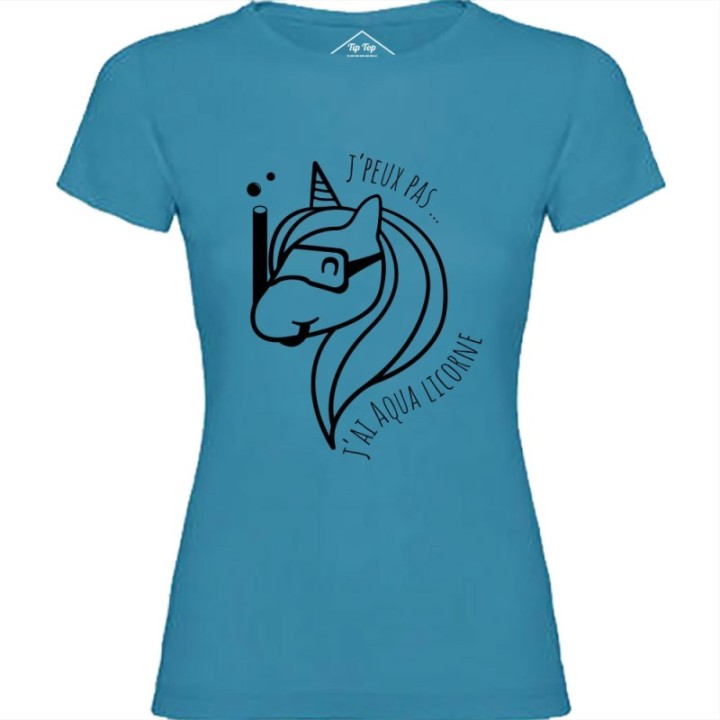 Tip Top Tshirt - T-shirt Femme Aqua licorne - Made in France