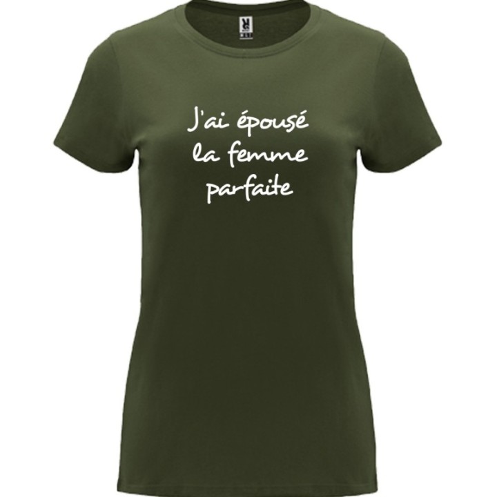 Tip Top Tshirt - T-shirt Femme J'ai épousé la femme parfaite - Made in France