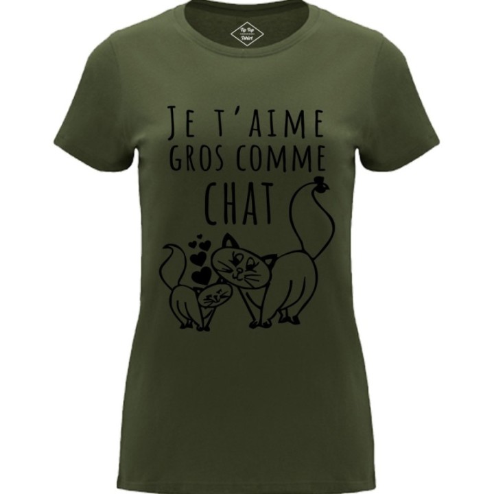Tip Top Tshirt - T-shirt Femme Je t'aime gros comme chat - Made in France