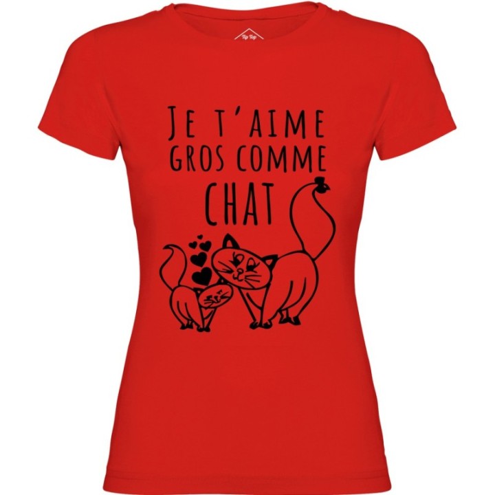 Tip Top Tshirt - T-shirt Femme Je t'aime gros comme chat - Made in France