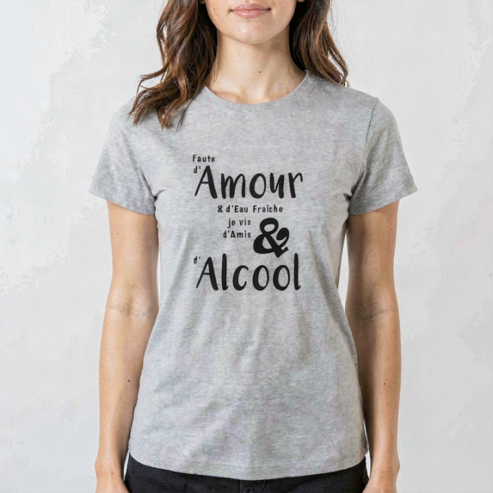 Tip Top Tshirt - T-shirt Femme Amour & Alcool - Made in France