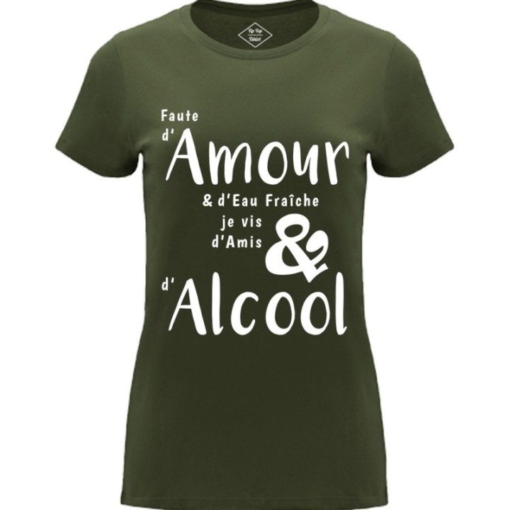 Tip Top Tshirt - T-shirt Femme Amour & Alcool - Made in France
