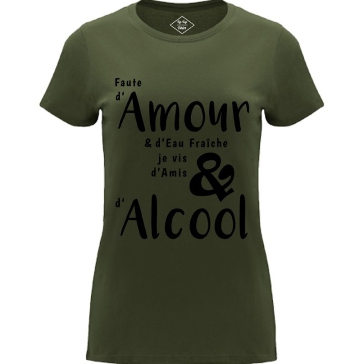 Tip Top Tshirt - T-shirt Femme Amour & Alcool - Made in France