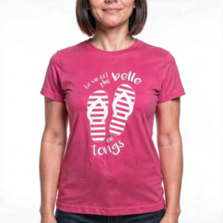 Tip Top Tshirt - T-shirt Femme La vie est plus belle en tongs - Made in France