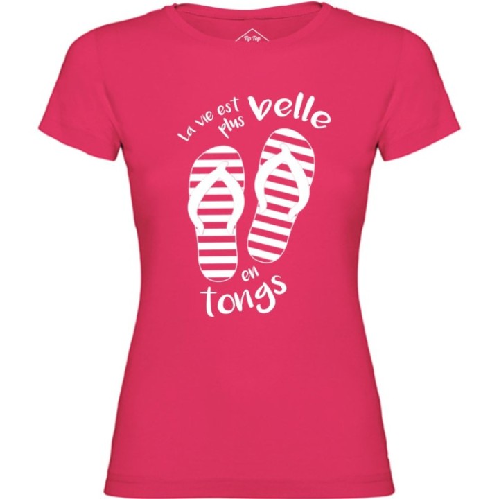 Tip Top Tshirt - T-shirt Femme La vie est plus belle en tongs - Made in France