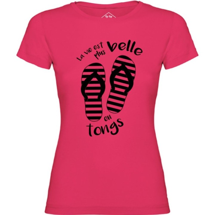 Tip Top Tshirt - T-shirt Femme La vie est plus belle en tongs - Made in France
