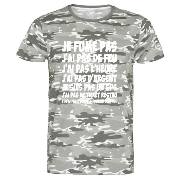 Tip Top Tshirt - T-shirt Homme Je fume pas, j'ai pas de feu… - Made in France