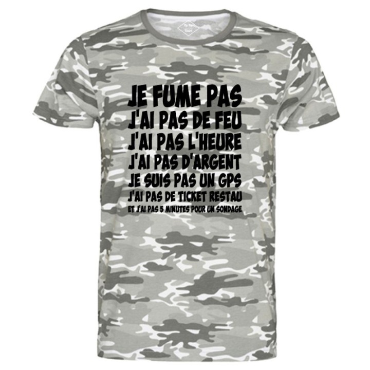 Tip Top Tshirt - T-shirt Homme Je fume pas, j'ai pas de feu… - Made in France