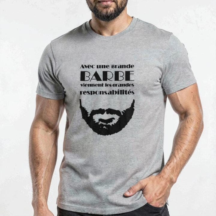 Tip Top Tshirt - T-shirt Homme Grande barbe, Grandes responsabilités - Made in France