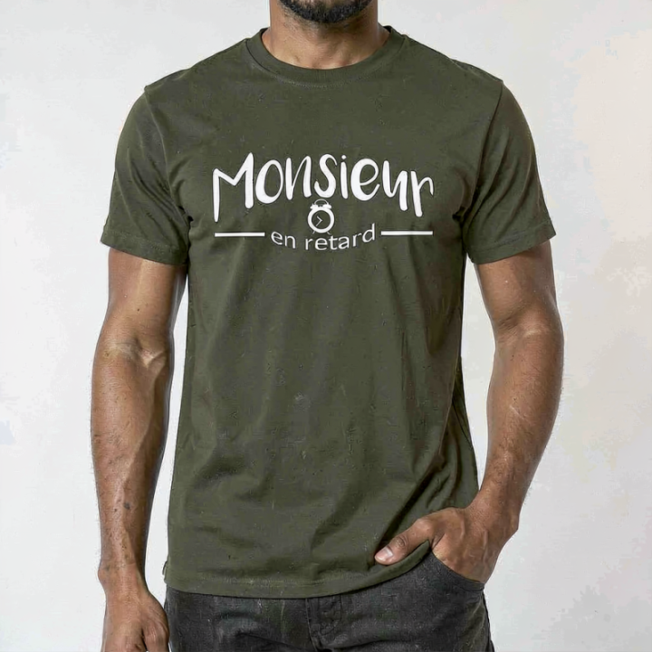 Tip Top Tshirt - T-shirt Homme Monsieur en retard - Made in France