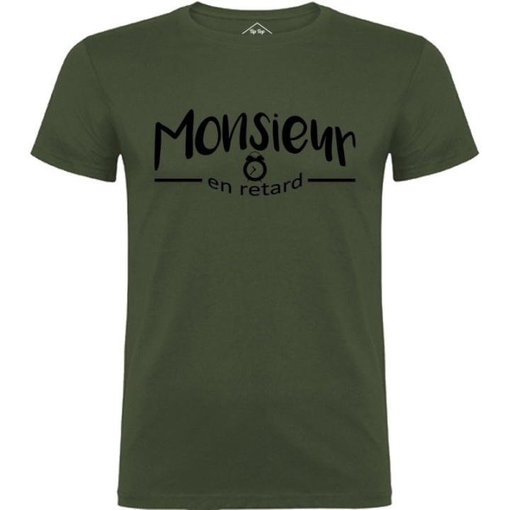 Tip Top Tshirt - T-shirt Homme Monsieur en retard - Made in France