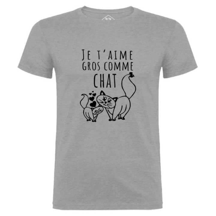 Tip Top Tshirt - T-shirt Homme Je t'aime gros comme chat - Made in France
