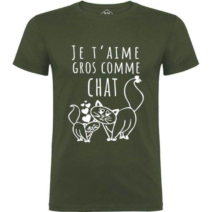 Tip Top Tshirt - T-shirt Homme Je t'aime gros comme chat - Made in France