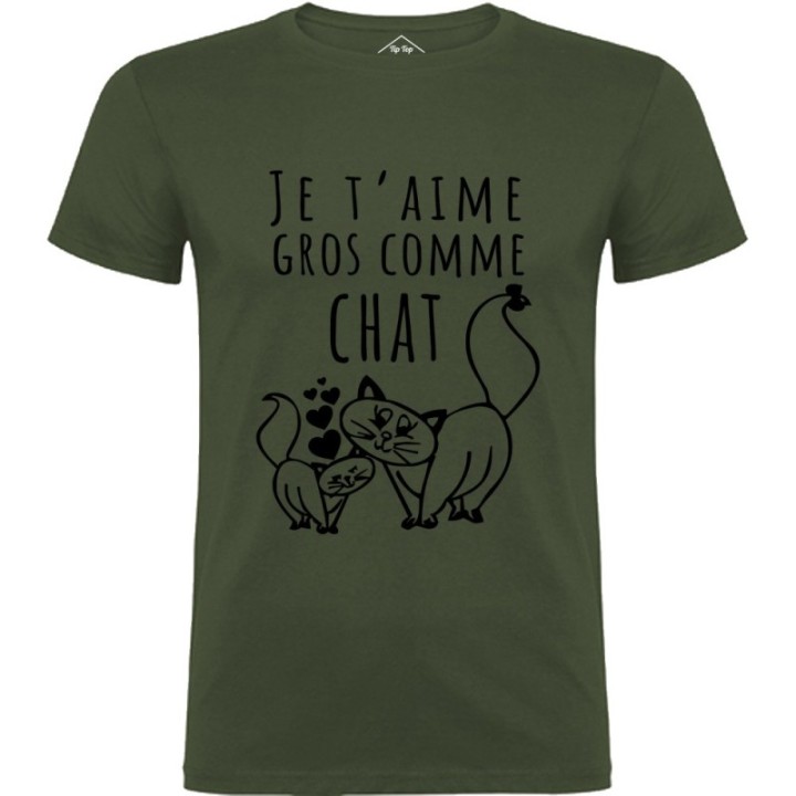 Tip Top Tshirt - T-shirt Homme Je t'aime gros comme chat - Made in France