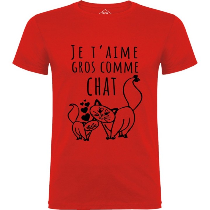 Tip Top Tshirt - T-shirt Homme Je t'aime gros comme chat - Made in France