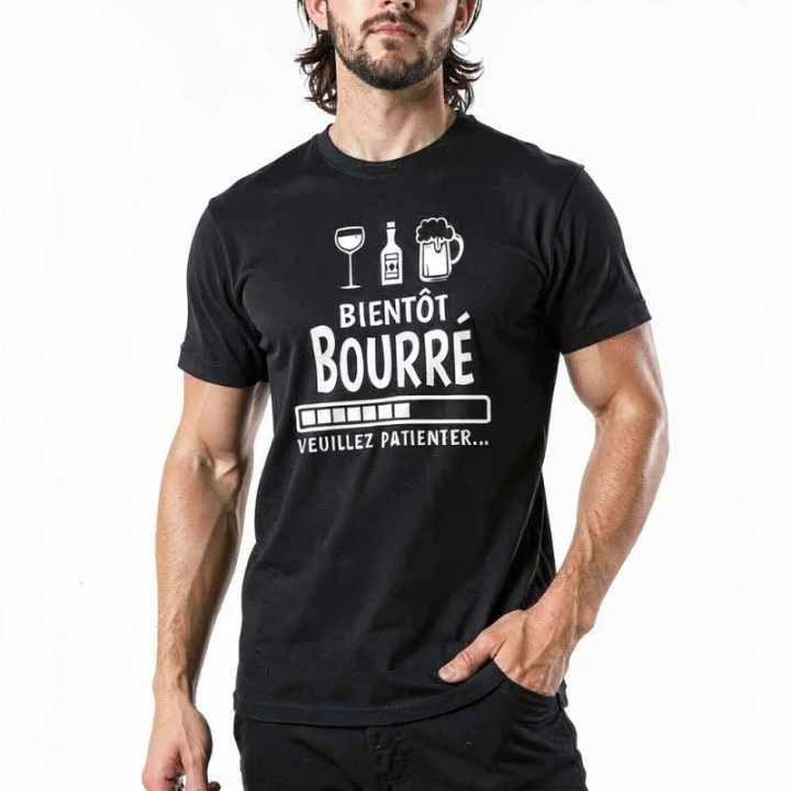Tip Top Tshirt - T-shirt Homme Bientôt bourré - Made in France