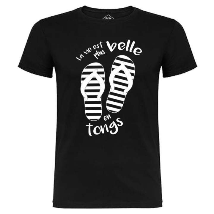 Tip Top Tshirt - T-shirt Homme La vie est plus belle en tongs - Made in France
