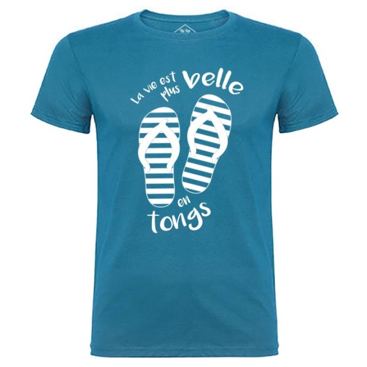 Tip Top Tshirt - T-shirt Homme La vie est plus belle en tongs - Made in France