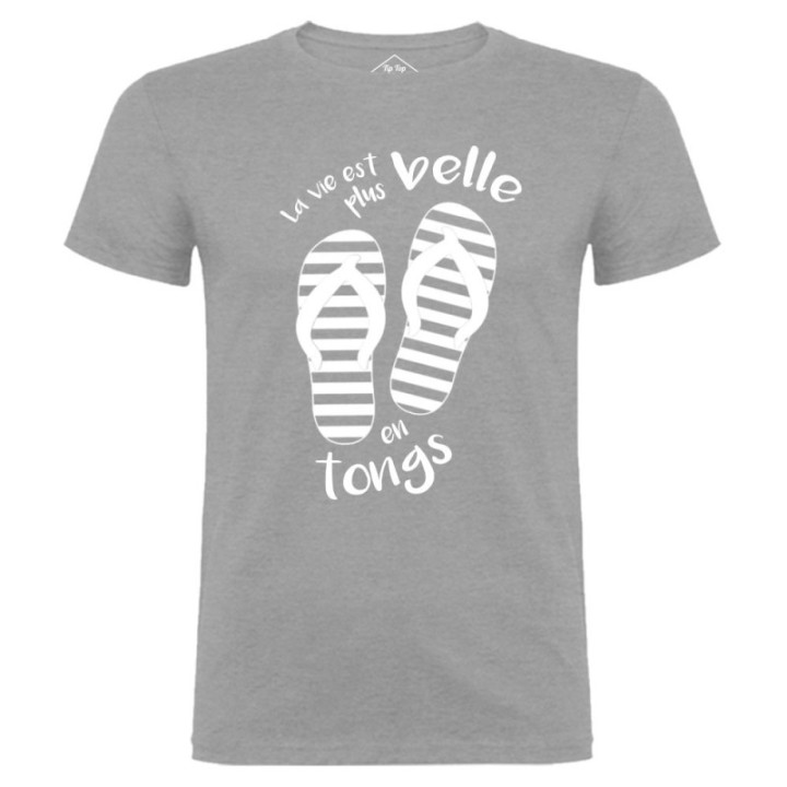 Tip Top Tshirt - T-shirt Homme La vie est plus belle en tongs - Made in France