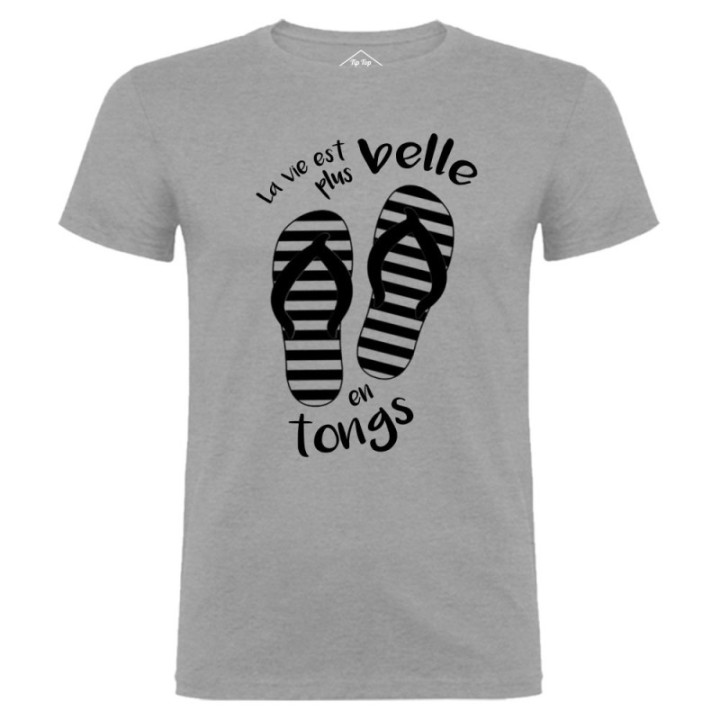 Tip Top Tshirt - T-shirt Homme La vie est plus belle en tongs - Made in France