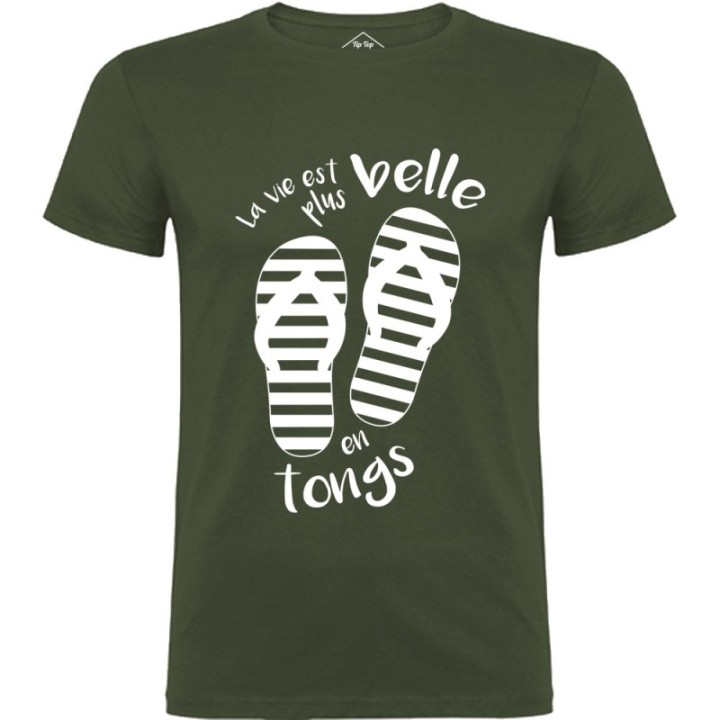 Tip Top Tshirt - T-shirt Homme La vie est plus belle en tongs - Made in France