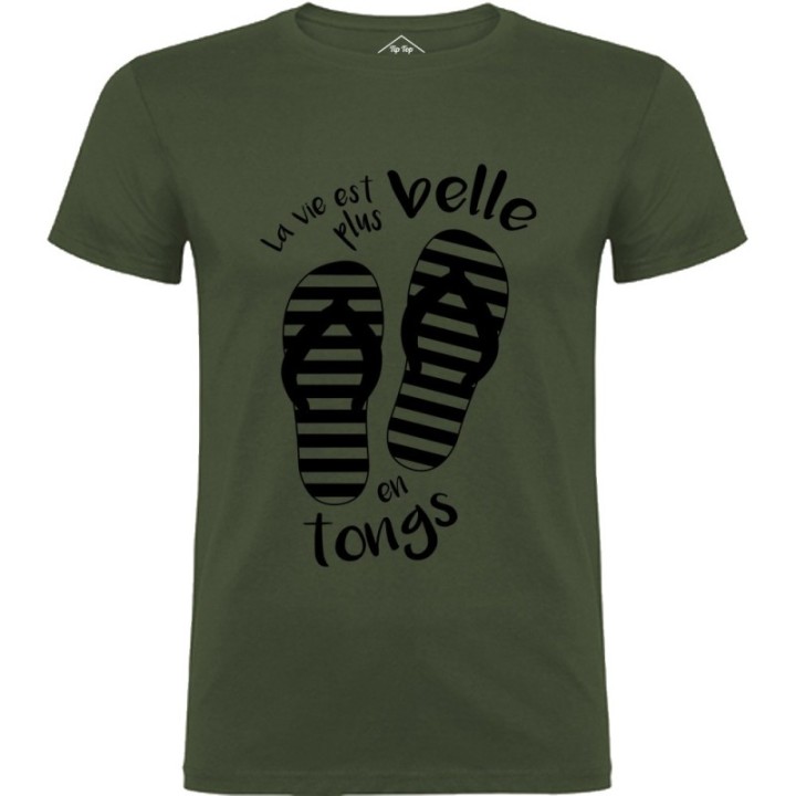 Tip Top Tshirt - T-shirt Homme La vie est plus belle en tongs - Made in France