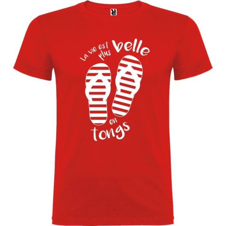 Tip Top Tshirt - T-shirt Homme La vie est plus belle en tongs - Made in France