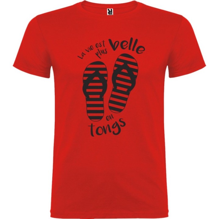 Tip Top Tshirt - T-shirt Homme La vie est plus belle en tongs - Made in France