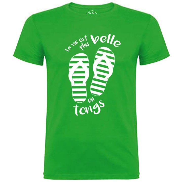 Tip Top Tshirt - T-shirt Homme La vie est plus belle en tongs - Made in France