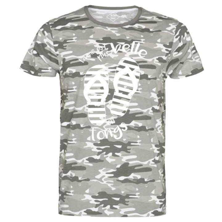 Tip Top Tshirt - T-shirt Homme La vie est plus belle en tongs - Made in France