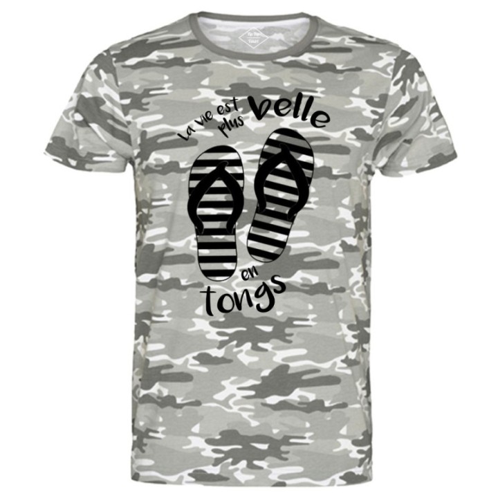 Tip Top Tshirt - T-shirt Homme La vie est plus belle en tongs - Made in France