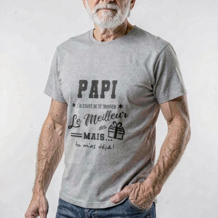 Tip Top Tshirt - T-shirt Homme Papi, j'ai essayé de te trouver le meilleur des cadeaux - Made in France