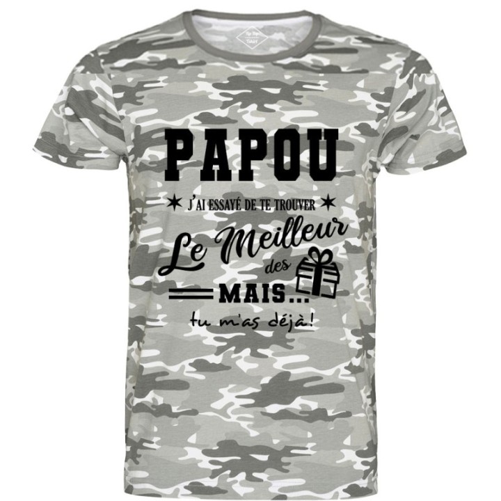 Tip Top Tshirt - T-shirt Homme Papou, j'ai essayé de te trouver le meilleur des cadeaux - Made in France