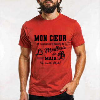 Tip Top Tshirt - T-shirt Homme Mon Coeur, j'ai essayé de te trouver le meilleur des cadeaux - Made in France