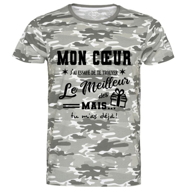 Tip Top Tshirt - T-shirt Homme Mon Coeur, j'ai essayé de te trouver le meilleur des cadeaux - Made in France