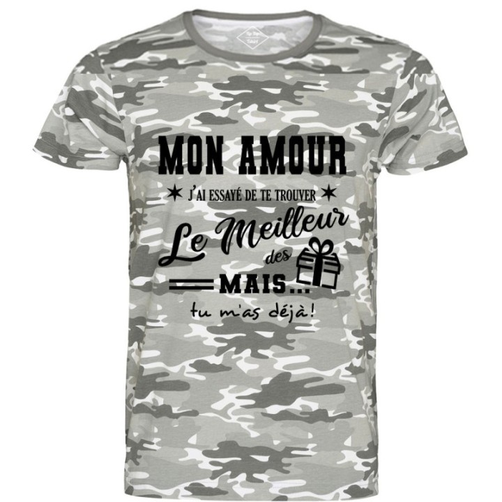 Tip Top Tshirt - T-shirt Homme Mon Amour, j'ai essayé de te trouver le meilleur des cadeaux - Made in France